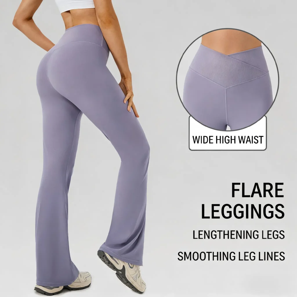 Premium Cross-Waist Flared Leggings