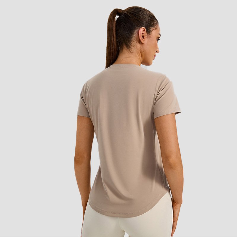 Curved Hem Yoga T-shirt Short Sleeve Workout