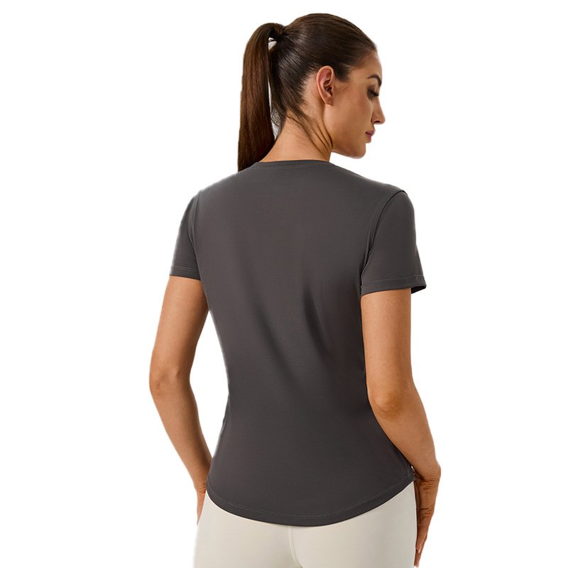 Curved Hem Yoga T-shirt Short Sleeve Workout