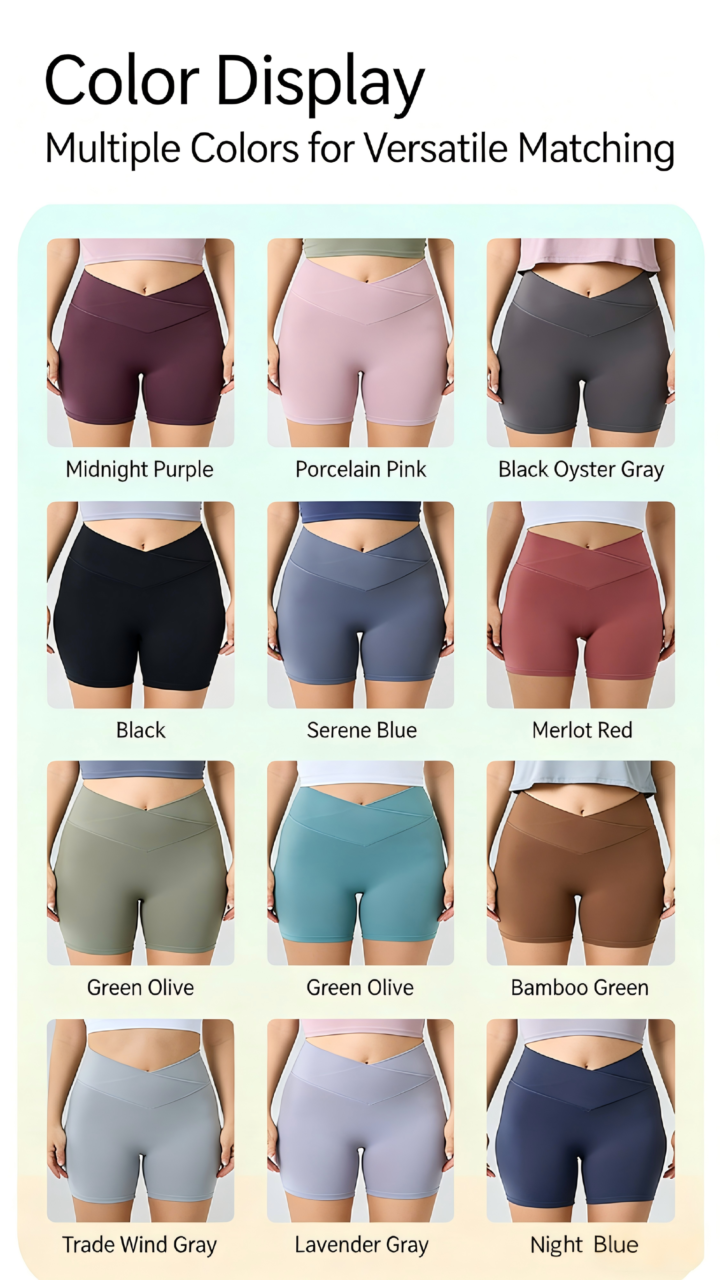 High-Waist Crossover Yoga Shorts for Pilates
